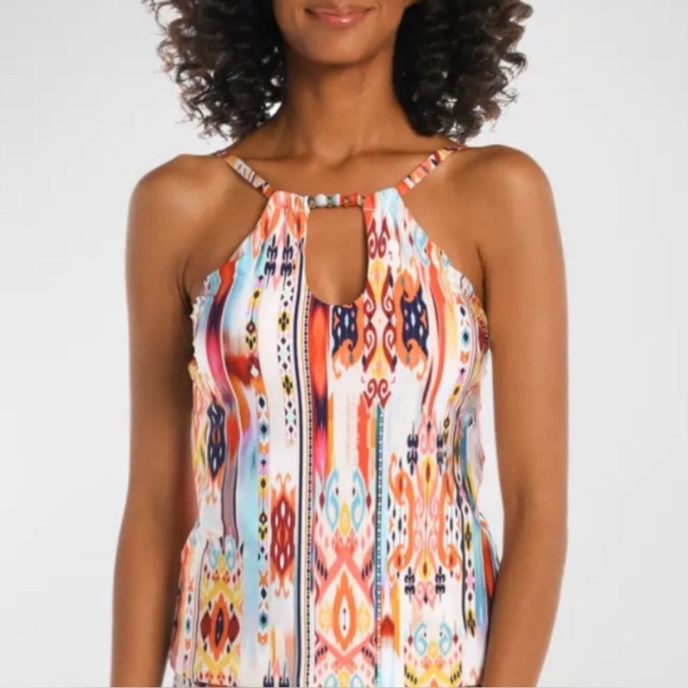 La Blanca women's tankini top desert dream aztec high neck 8